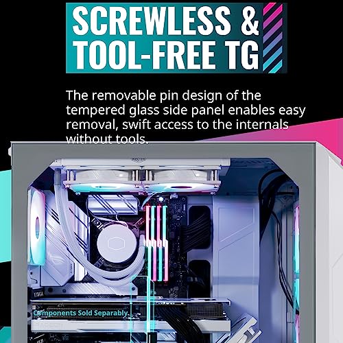 Cooler Master HAF 500 White High Airflow ATX Mid-Tower, Mesh Front Panel, Dual 200mm Customizable ARG Lighting Fans, Rotatable GPU Fan, USB 3.2 Gen 2 Type C and Tempered Glass (H500-WGNN-S00)