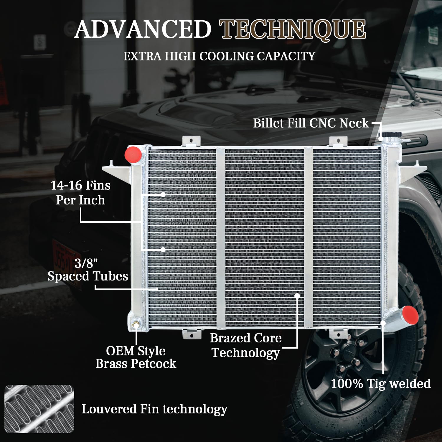 OzCoolingParts Pro 89-93 Dodge D/W 250 350 Series Radiator, 55mm 3 Row Core Aluminum CC1198 Radiator for 1989-1993 90 91 92 Dodge D250 D350 W250 W350 5.9L L6 Diesel Turbo