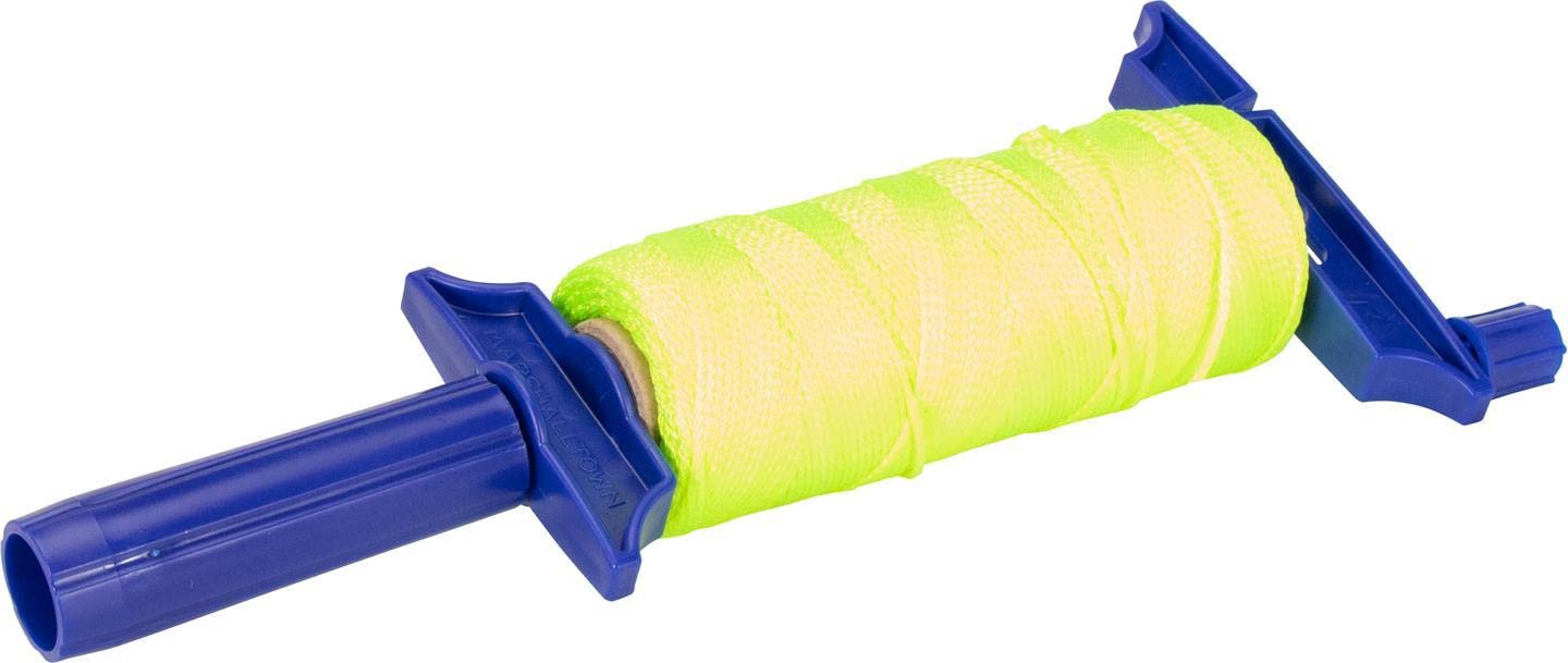 Marshalltown Mason's Line Winder, with Handle and 500FT Yellow Braided Line, Refillable, Made in The USA, LWML339