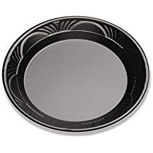 D and W Fine Pack Black Plastic Jet Fine Plate, 9 inch - 500 per case.