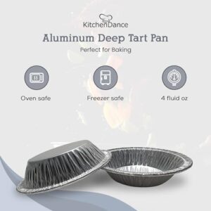 KitchenDance Disposable Aluminum Deep Tart Pan - 4 1/4 Inches Round Aluminum Foil Pans for Fruit Tarts, Individual Desserts - Baking Pan Perfect for Baking, Cooking, Preparing Food - 425, 500 Count