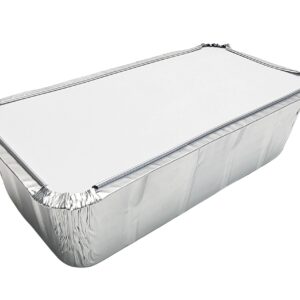 D&W Fine Pack Disposable 2 lb. Aluminum Foil Closeable Loaf Pan with Board Lid - 33 Ounces - Perfect for Baking Breads, Cakes, Food (Pack of 500)