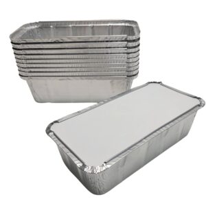 D&W Fine Pack Disposable 2 lb. Aluminum Foil Closeable Loaf Pan with Board Lid - 33 Ounces - Perfect for Baking Breads, Cakes, Food (Pack of 500)