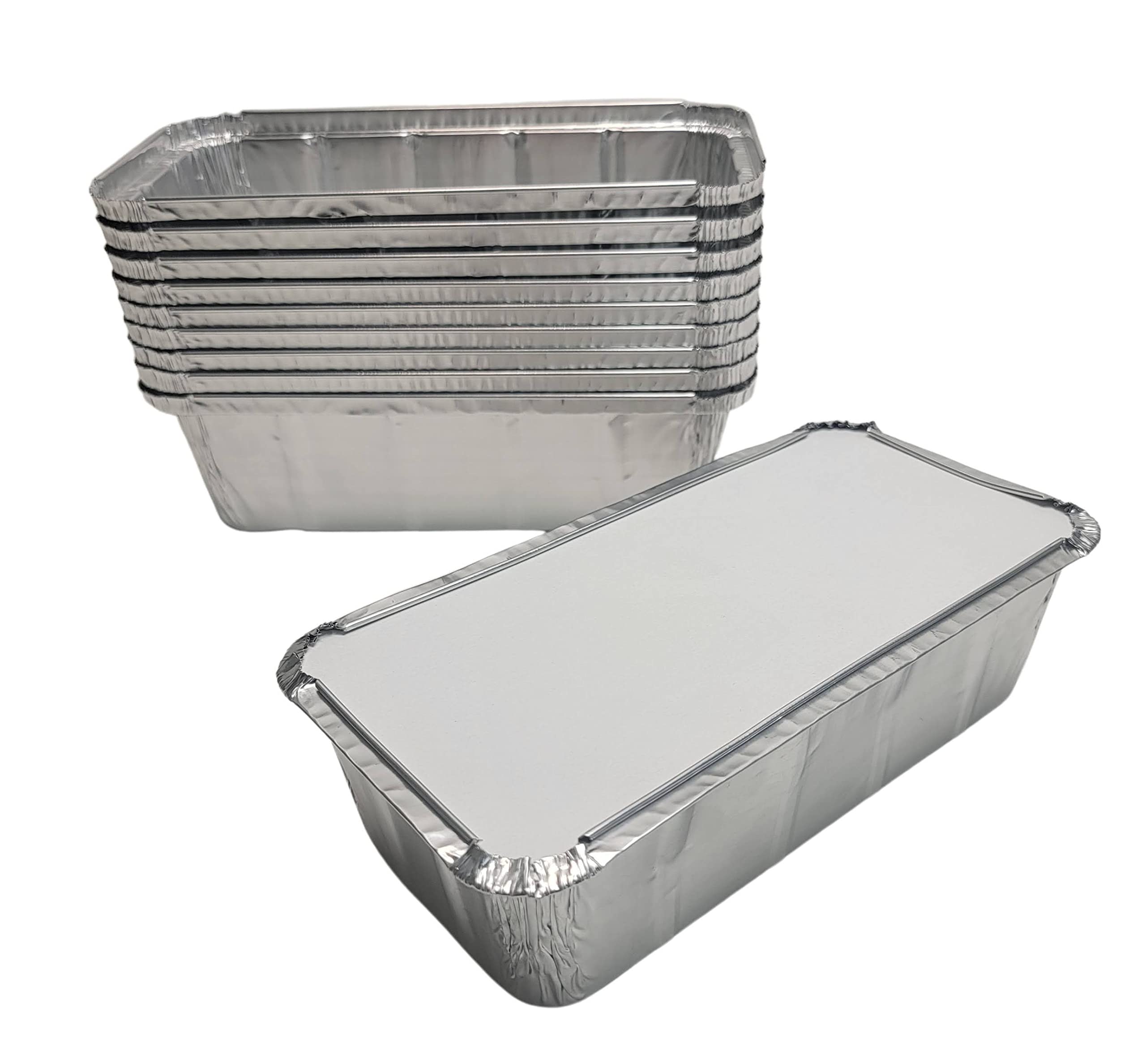 D&W Fine Pack Disposable 2 lb. Aluminum Foil Closeable Loaf Pan with Board Lid - 33 Ounces - Perfect for Baking Breads, Cakes, Food (Pack of 500)