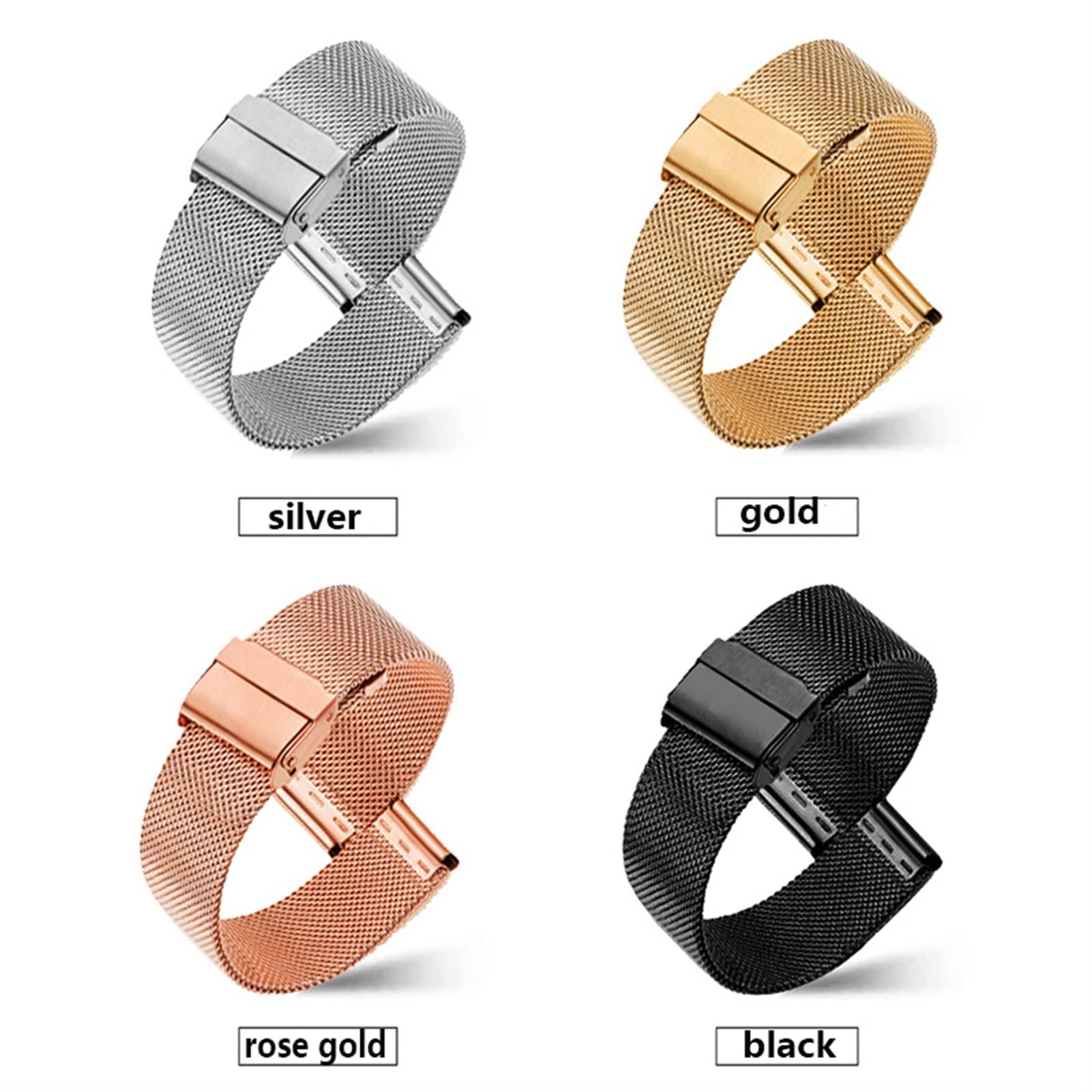 COEPMG Milanese Loop Female Simple watchband 12 13 14 15 16 17 18 19 20 22mm Metal Weave Fashion Trend Bracelet for DW AR watchband (Color : Gold, Size : 17mm)