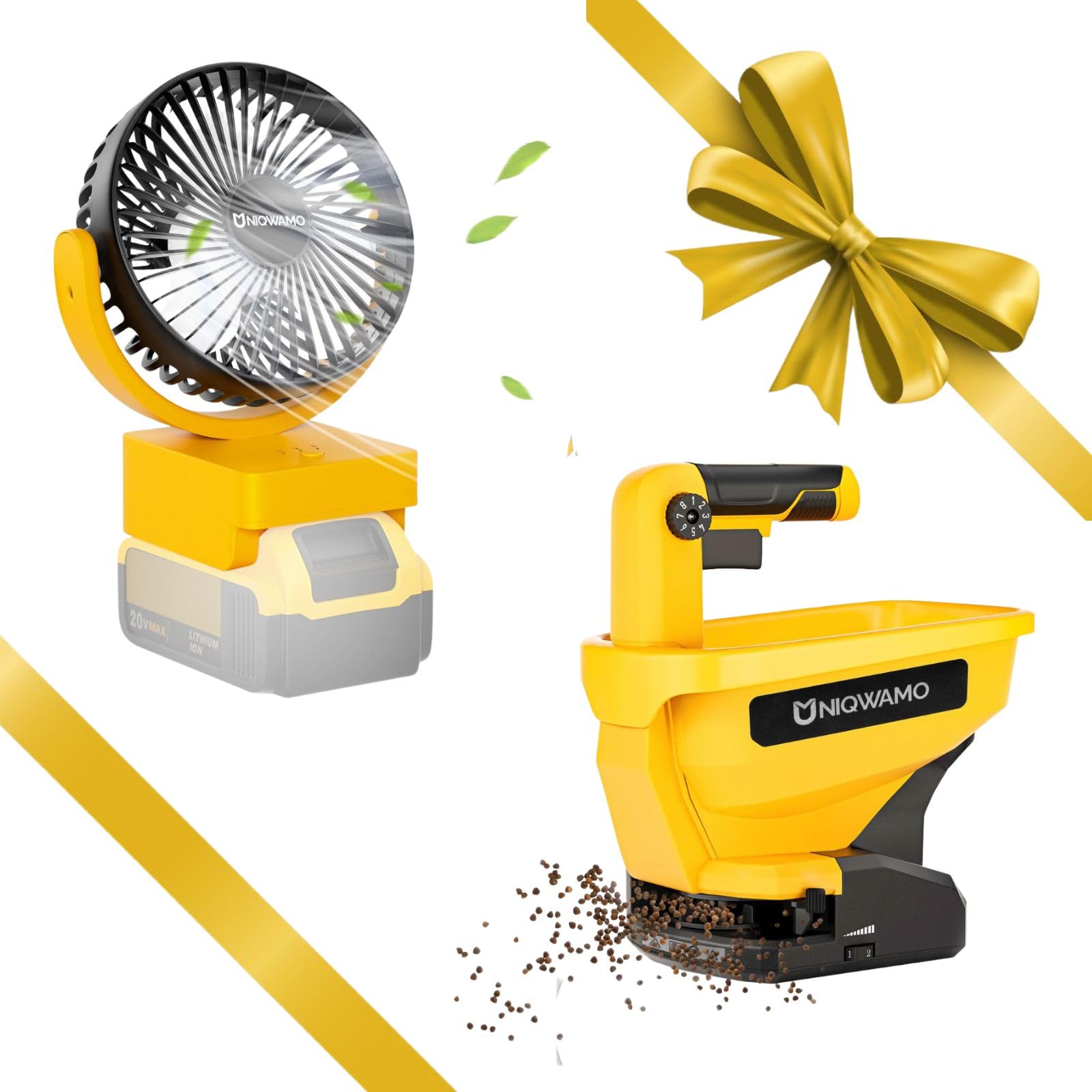 Uniqwamo Handheld Power Spreader/Jobsite Battery Operated Fan for Dewalt 18V/20V