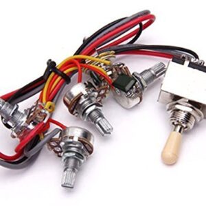 Electric Guitar Wiring Harness Kit Replacement for LP, 2T2V 3 Way Toggle Switch 500K Pots&Jack for Dual Humbucker Gibson Les Pual Style Guitar, Cream Tip