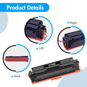 202X 202A M281cdw Toner Cartridges 4 Pack Compatible Replacement for HP 202X 202A CF500A CF500X Color Laserjet Pro MFP M281fdw M281cdw M254dw M254nw M281fdn Printer Ink (Black Cyan Magenta Yellow)