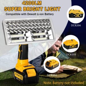 Philophca for Dewalt Light 20V Max Li-ion Battery, 40W 4200LM Floodlight Spotlight with USB Port, Zinc Alloy 110 Degree Pivoting Head, Flashlight LED Work Light for Emergency Power Outage, Camping