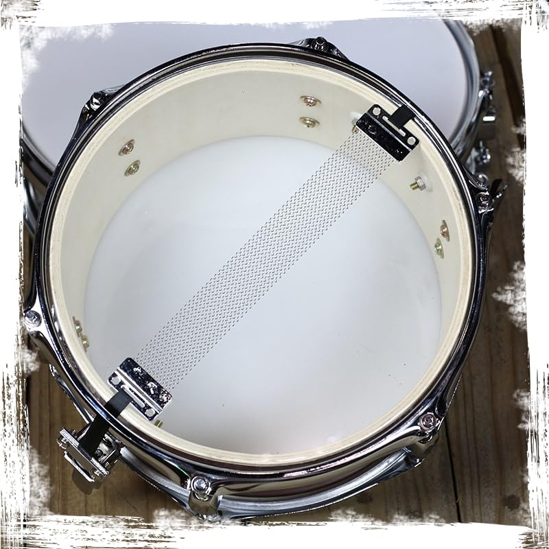 Popcorn Snare Drum by GRIFFIN | Firecracker Acoustic 10" x 6" Poplar Shell with Zebra Wood PVC | Soprano Mini Concert Marching Percussion Musical Instrument with Snare Throw Off, Drummers Key & Head