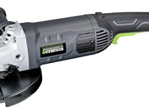 Genesis Angle Grinder 15 Amp 7 Inch 8,500 RPM Corded with 3-Position Side Handle, Wheel Guard and Grinding Wheel and 2 Year Warranty (GAG1570), Gray