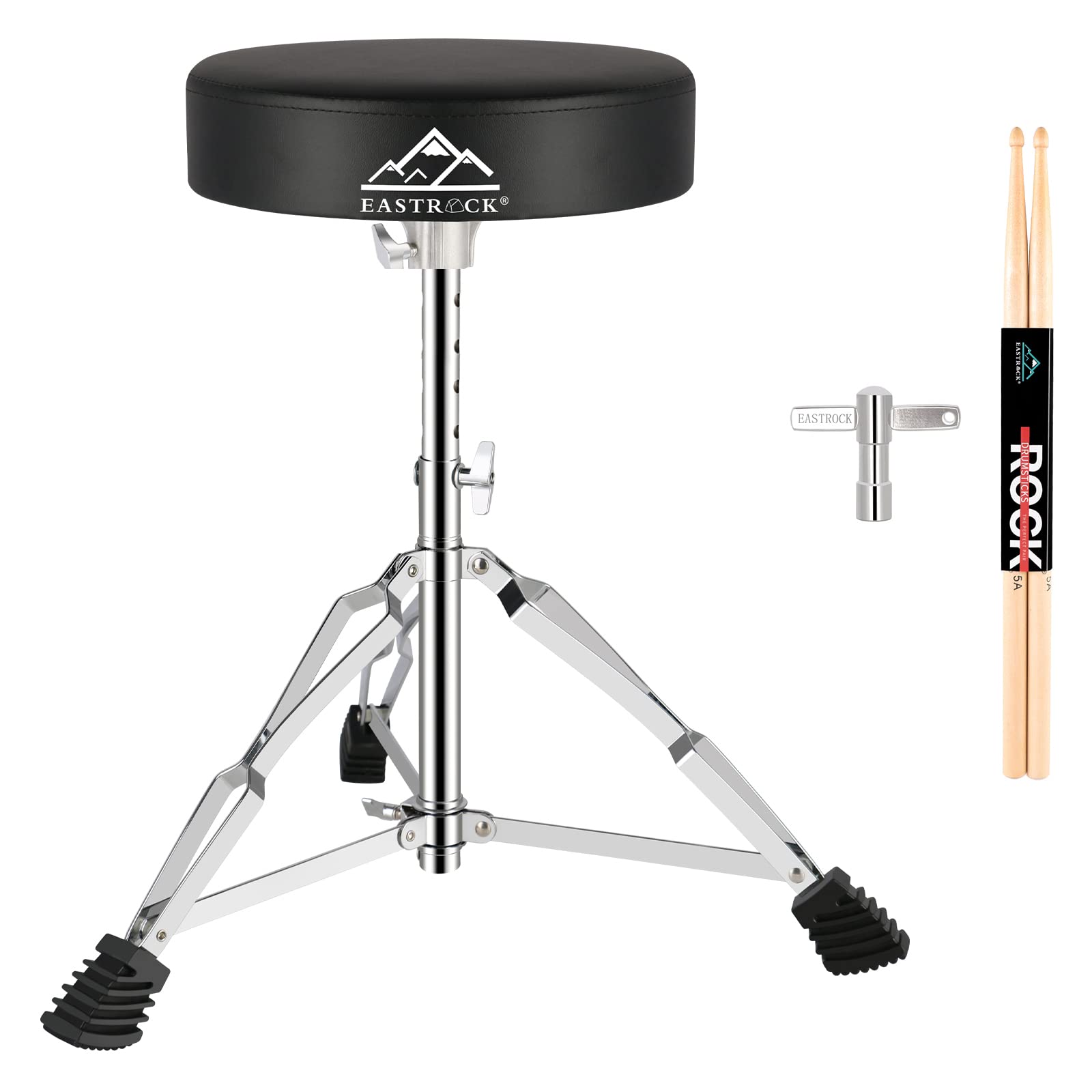 EASTROCK Drum Throne,Padded Drum Seat Drumming Stools with Anti-Slip Feet for Adults and Kids Drummers (Silver)