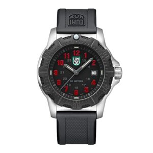 luminox - g manta ray steel x2.2132 - mens watch 45 mm - military watch with silver case black dial grey numbers - date function - 100m water resistant - mens watches - made in switzerland