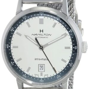 Hamilton Watch American Classic Intra-Matic Swiss Automatic Watch 40mm Case, Beige Dial, Silver Stainless Steel Bracelet (Model: H38425120)