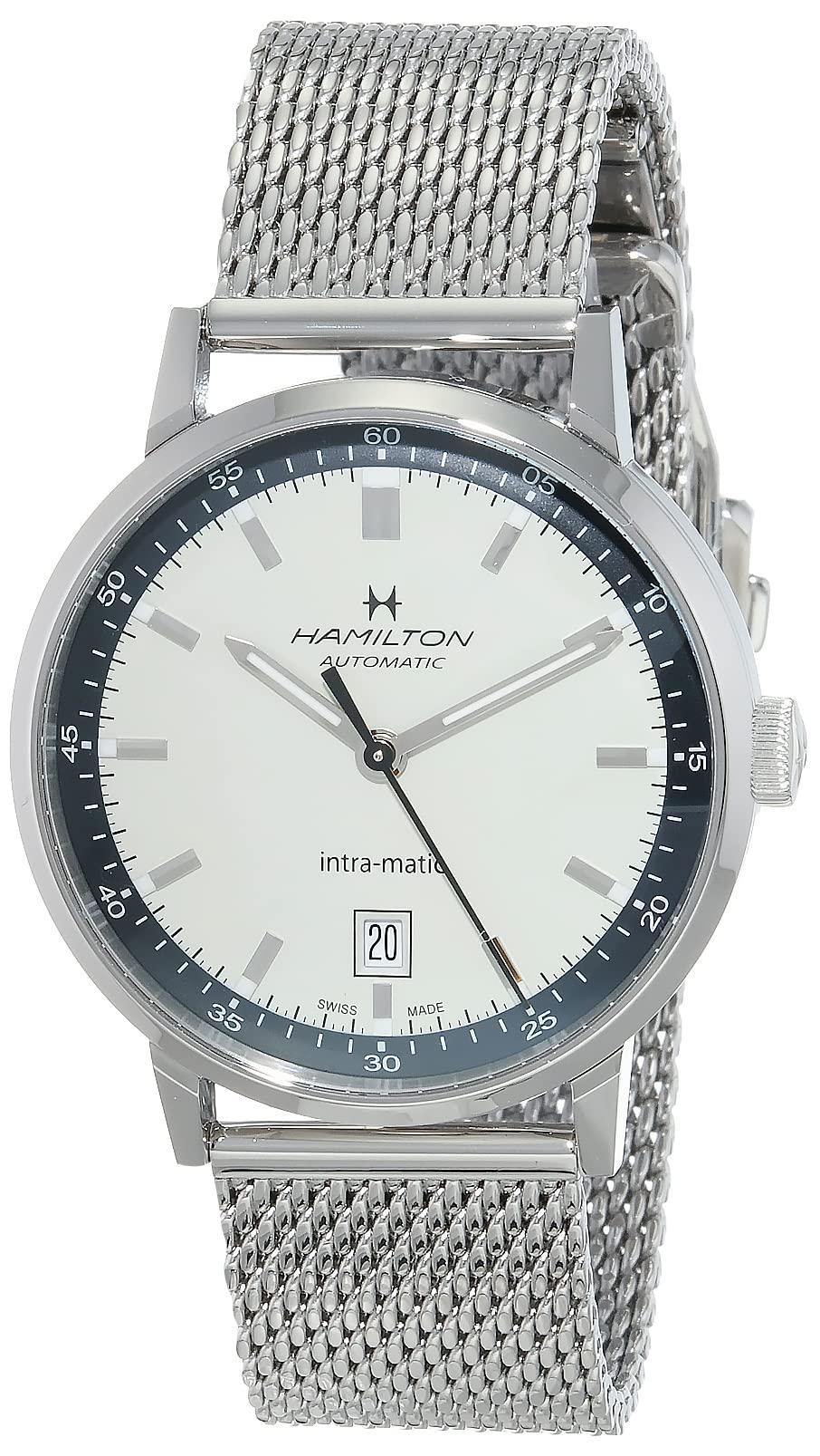 Hamilton Watch American Classic Intra-Matic Swiss Automatic Watch 40mm Case, Beige Dial, Silver Stainless Steel Bracelet (Model: H38425120)