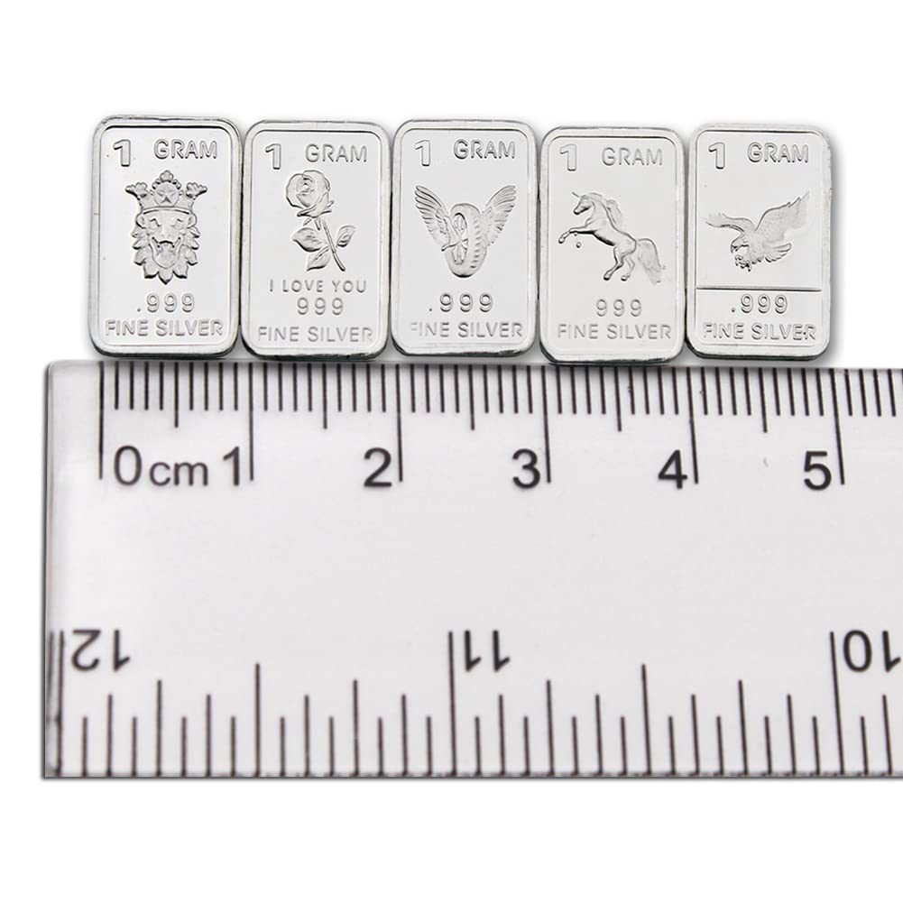 MINT STATE GOLD Three (3) One Gram .999 pure Silver Bars with random designs in a jewelry pouch