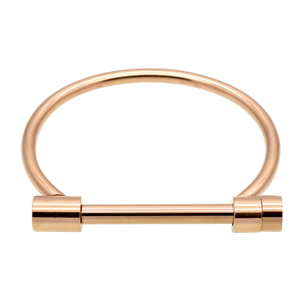 ANBALA Stylish Titanium Steel D Shape Bar Screw and Shackle Cuff Bangle Bracelet for Unisex, Rose Gold,Flat Head Screw