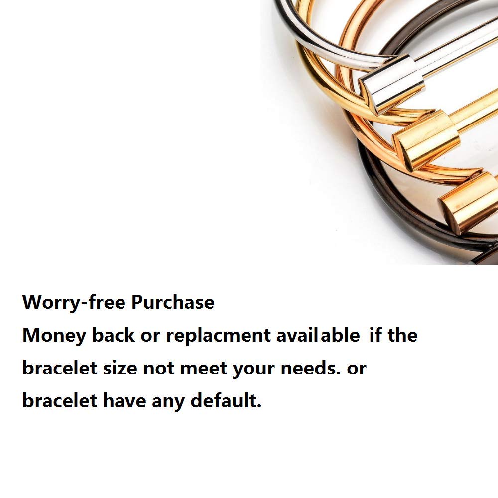 ANBALA Stylish Titanium Steel D Shape Bar Screw and Shackle Cuff Bangle Bracelet for Unisex, Rose Gold,Flat Head Screw