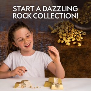 NATIONAL GEOGRAPHIC Fool’s Gold Dig Kit – 12 Gold Bar Dig Bricks with 2-3 Pyrite Specimens Inside, Party Activity with 12 Excavation Tool Sets, Great Stem Toy for Boys & Girls or Party Favors