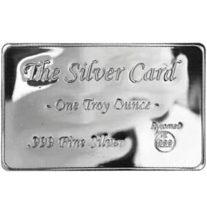 1 troy oz pure silver bars, silver oz .999 pure bar, precision minted one once silver bar, mirror finish silver bullion brilliant rectangular coins with certificates of authenticity by pyromet