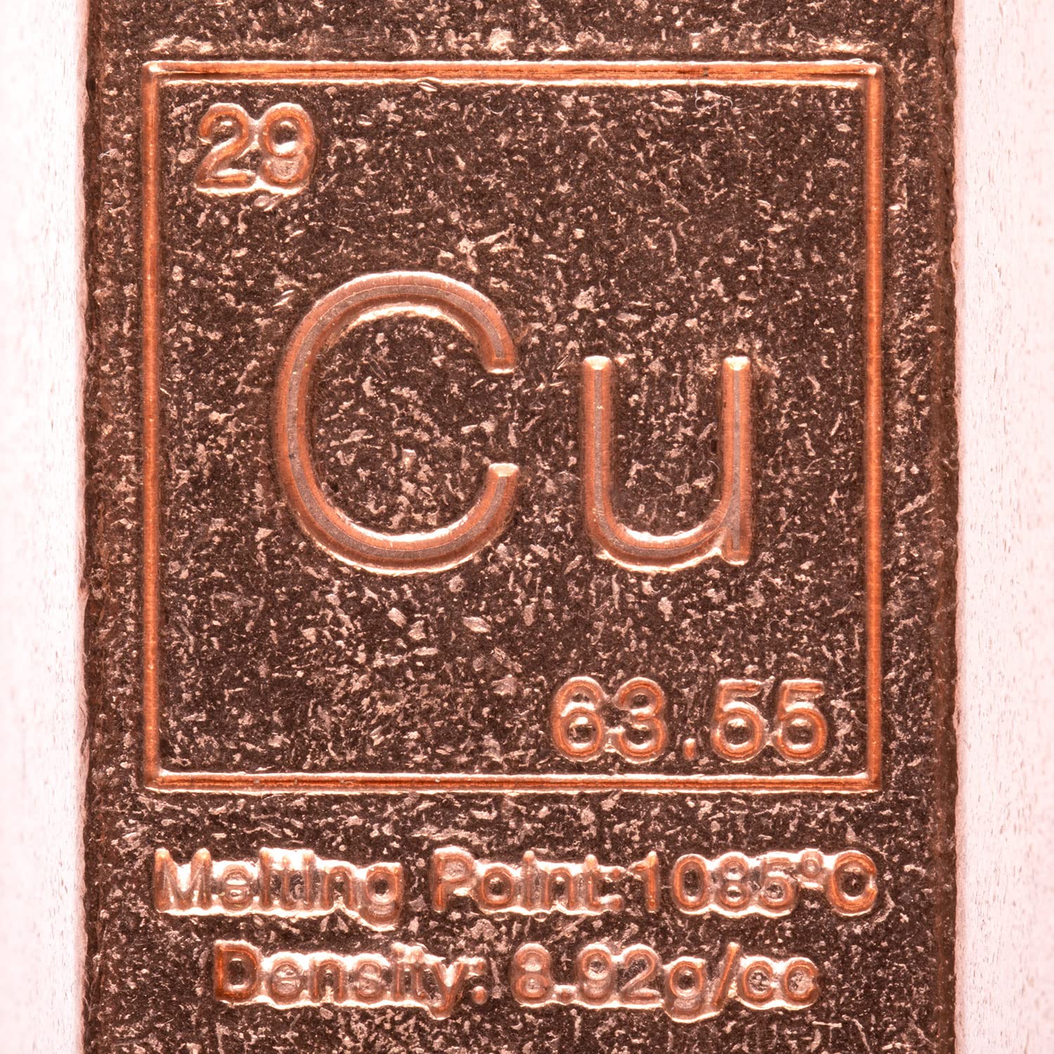 1 Pound Copper Bar Ingot Paperweight - 999 Pure Chemistry Element Design with Certificate of Authenticity by Unique Metals