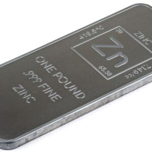 1 Pound .999 Pure Zinc Bar Bullion with Element Design - Unique Metals