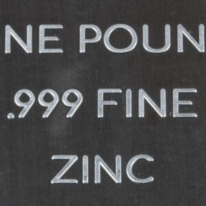 1 Pound .999 Pure Zinc Bar Bullion with Element Design - Unique Metals