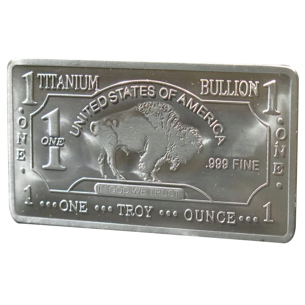 1 Oz One Troy Ounce USA American Buffalo .999 Fine Titanium Bullion Bar Ti Element with Certificate of Authenticity by Unique Metals