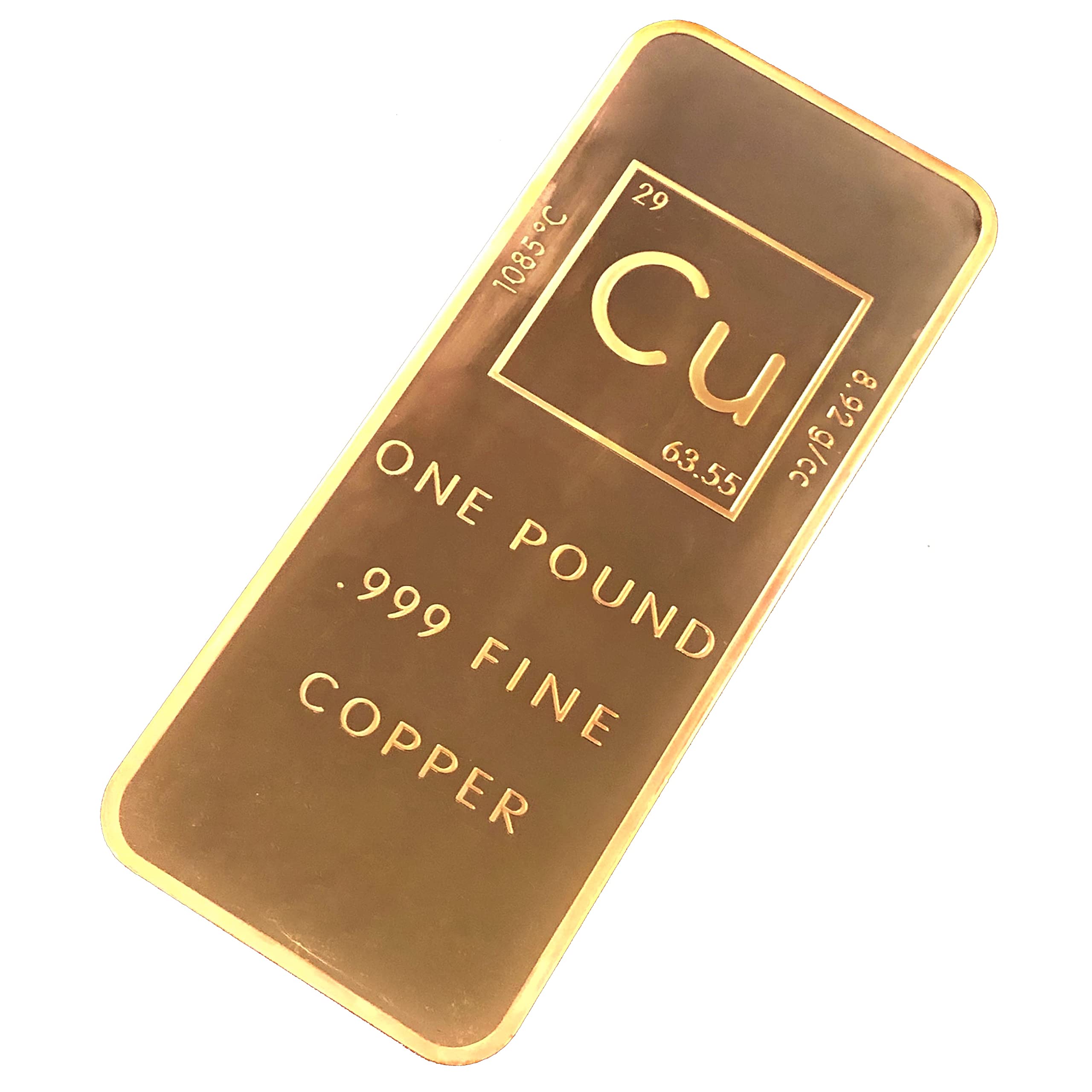 1 Pound .999 Pure Copper Bar Bullion with Element Design - Unique Metals