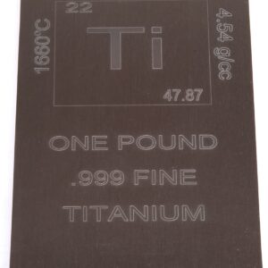 Titanium Bar - 1lb Laser Engraved .999 Pure Bullion Bar Chemistry Element Design by Unique Metals