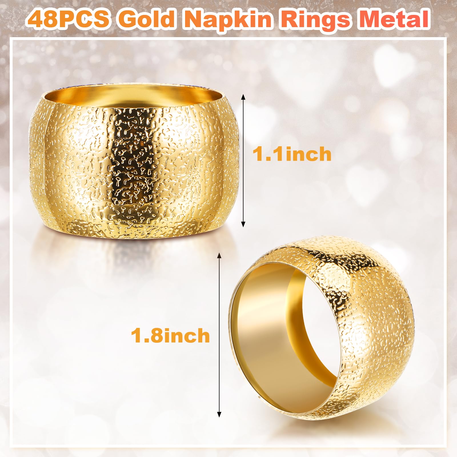 Lallisa Gold Napkin Rings Metal Napkin Ring Holders for Cloth Napkins Table Decorations for Wedding Thanksgiving Christmas Anniversary Birthday Dinners Party of Table Setting(48 Pcs, Classic)