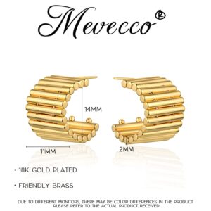 MEVECCO Gold Hoop Earring Sterling Silver Post Bar Knitted Open Hoops 18K Gold Plated Small Hypoallergenic Earrings Jewelry for Her