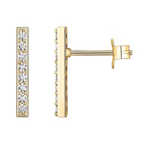 pavoi 14k yellow gold plated 925 sterling silver post cz bar earrings | pavoi stud earrings | stud earrings for women