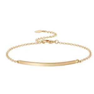 dainty gold bar bracelet for women simple delicate 18k gold plated chain handmade minimalist jewelry