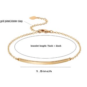 Dainty Gold Bar Bracelet for Women Simple Delicate 18K Gold Plated Chain Handmade Minimalist Jewelry