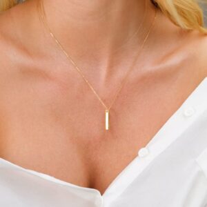 Aghfacy Dainty Bar Necklace for Women | Cute Bar Pendant Choker | Bar Necklace Gold | Tiny Bar Pendant Necklaces | Layered Bar Necklace