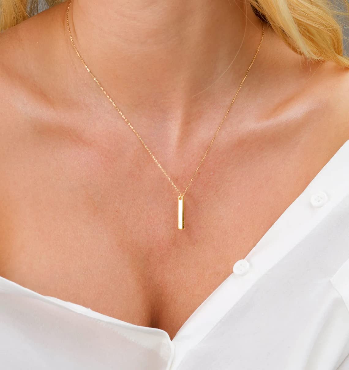 Aghfacy Dainty Bar Necklace for Women | Cute Bar Pendant Choker | Bar Necklace Gold | Tiny Bar Pendant Necklaces | Layered Bar Necklace