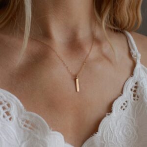 Aghfacy Dainty Bar Necklace for Women | Cute Bar Pendant Choker | Bar Necklace Gold | Tiny Bar Pendant Necklaces | Layered Bar Necklace