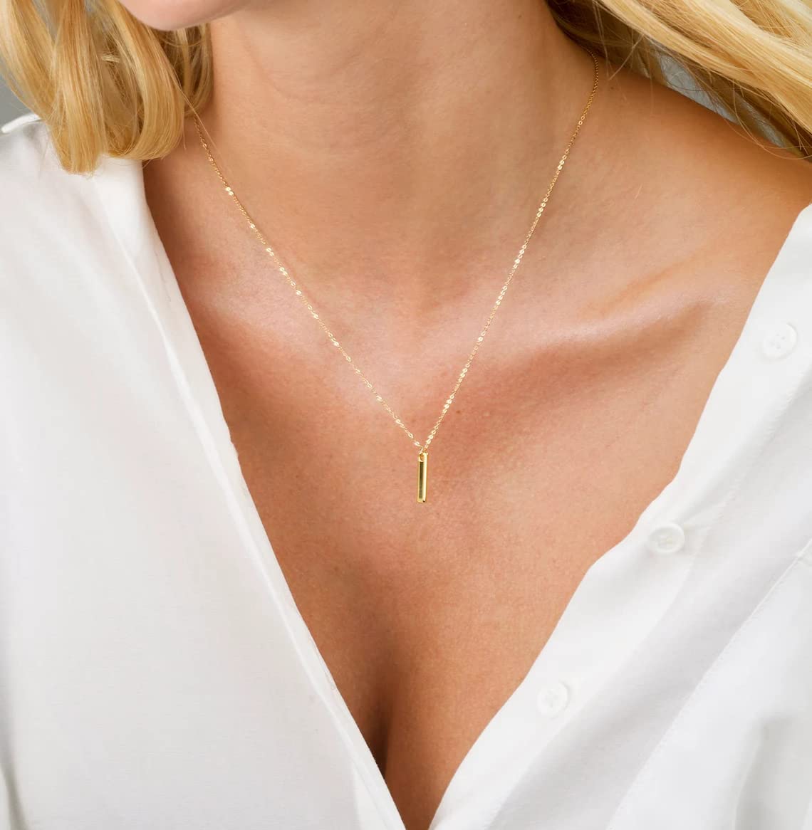 Aghfacy Dainty Bar Necklace for Women | Cute Bar Pendant Choker | Bar Necklace Gold | Tiny Bar Pendant Necklaces | Layered Bar Necklace