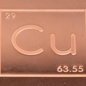 1 Kilo .999 Pure Copper Bar Bullion with Element Design - Unique Metals