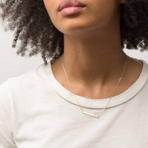 MOMOL Bar Pendant Initial Necklace, 18K Gold Plated Stainless Steel Bar Necklace Dainty Delicate Initial Necklace Simple Personalized Name Letter C Necklace for Women