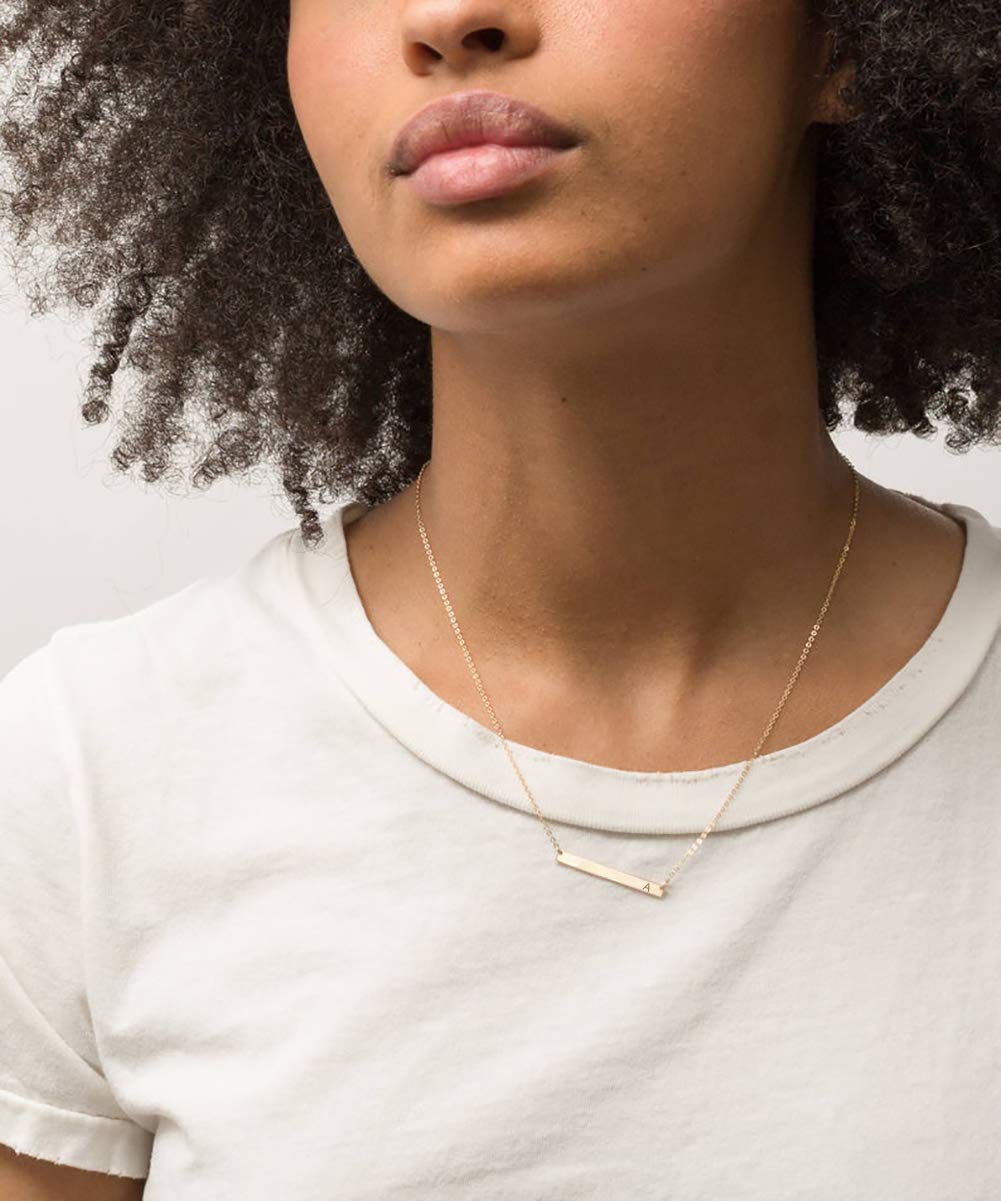 MOMOL Bar Pendant Initial Necklace, 18K Gold Plated Stainless Steel Bar Necklace Dainty Delicate Initial Necklace Simple Personalized Name Letter C Necklace for Women