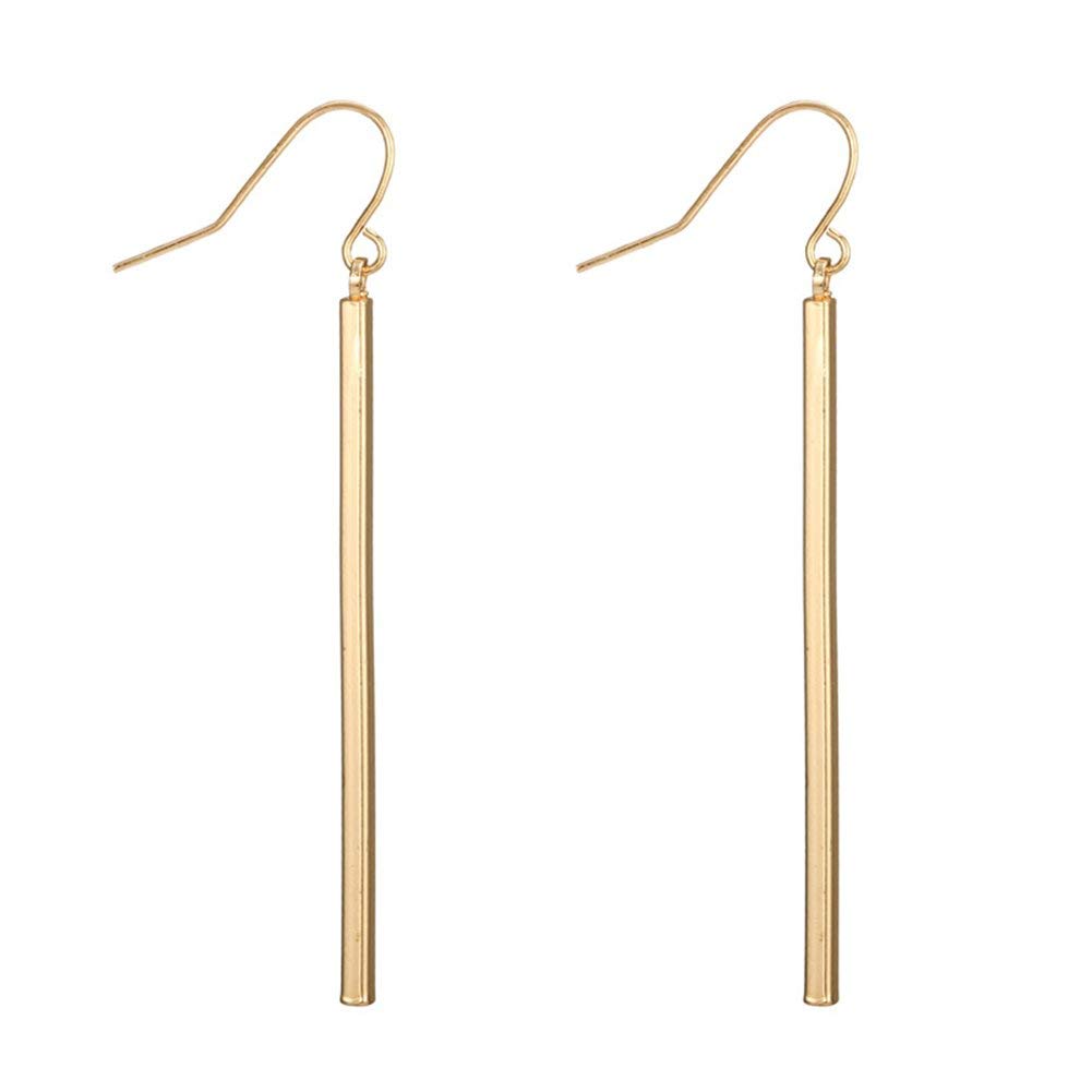 Dcfywl731 Gold Earrings for Women Dangle Long Vertical Bar Drop Dangle Earring Minimal Geometric jewelry for Womens