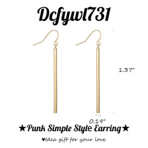 Dcfywl731 Gold Earrings for Women Dangle Long Vertical Bar Drop Dangle Earring Minimal Geometric jewelry for Womens