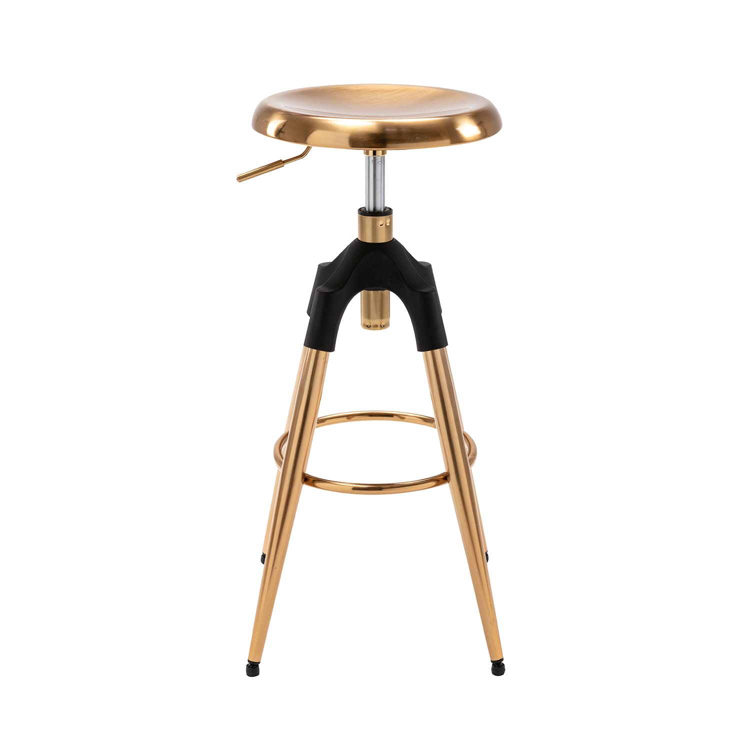 Brage Living 29-32.5 Inch Industrial Adjustable Bar Stool, Swivel Round Seat Metal Barstool with Legs, Backless Heavy Duty Airlift Bar Chair for Kitchen Dining Pub Cafe (Gold)