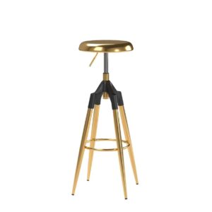 Brage Living 29-32.5 Inch Industrial Adjustable Bar Stool, Swivel Round Seat Metal Barstool with Legs, Backless Heavy Duty Airlift Bar Chair for Kitchen Dining Pub Cafe (Gold)