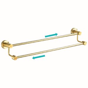 BATHSIR Brushed Gold Towel Rack, 24 Inch Double Towel Bar Wall Mounted Bathroom Towel Holder Hanger Stainless Steel