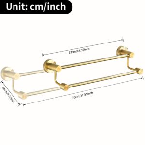 BATHSIR Brushed Gold Towel Rack, 24 Inch Double Towel Bar Wall Mounted Bathroom Towel Holder Hanger Stainless Steel