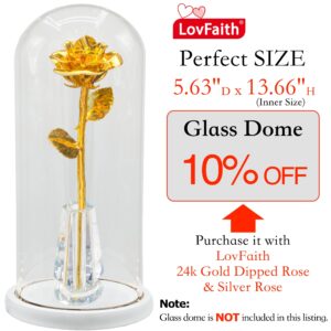 LovFaith Real Rose Dipped 24K Gold, with Crystal Vase, Gift for Her mom Wife Mother Day Anniversary Valentines Day