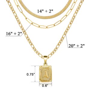 JoycuFF Layered Necklace for Women Gold Trendy Jewelry for Teen Girls Aesthetic Figaro Chain Birthday Gifts for Best Friends Initial Necklace Letter M Pendent 18K Gold Plated